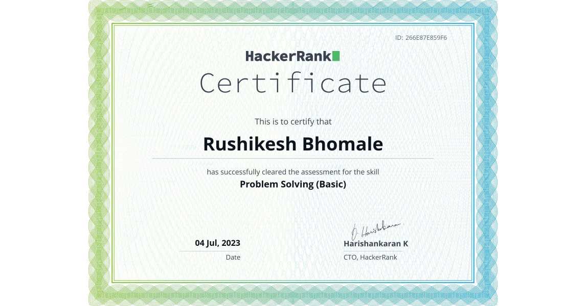 Problem Solving Certificate