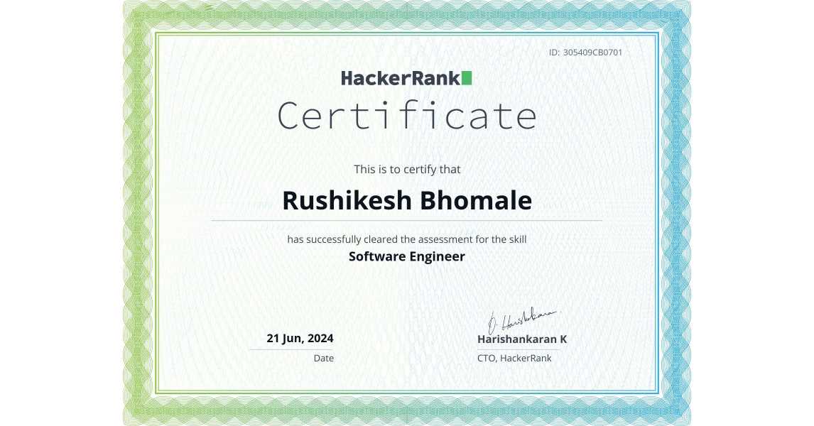 Software Engineer Certificate