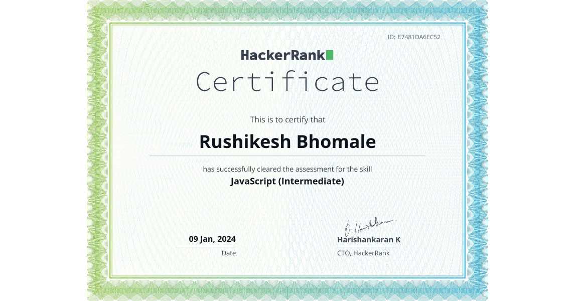 JavaScript (Intermediate) Certificate
